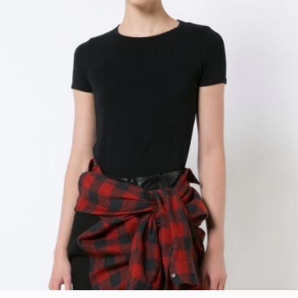 Majestic Filatures Tops - Majestic Filatures Scope Neck Fitted Top Black